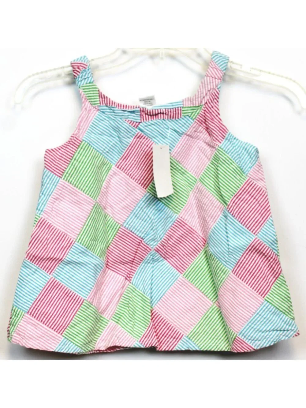 2008 Gymboree Tennis Match Patchwork Tank top Shirt Tee sz 7 Stripe Seersucker